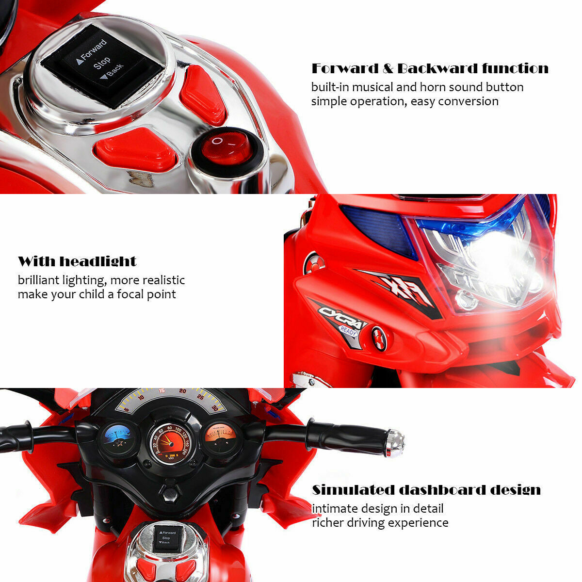 3 Wheel Kids 6V Battery Powered Electric Motorcycle Red