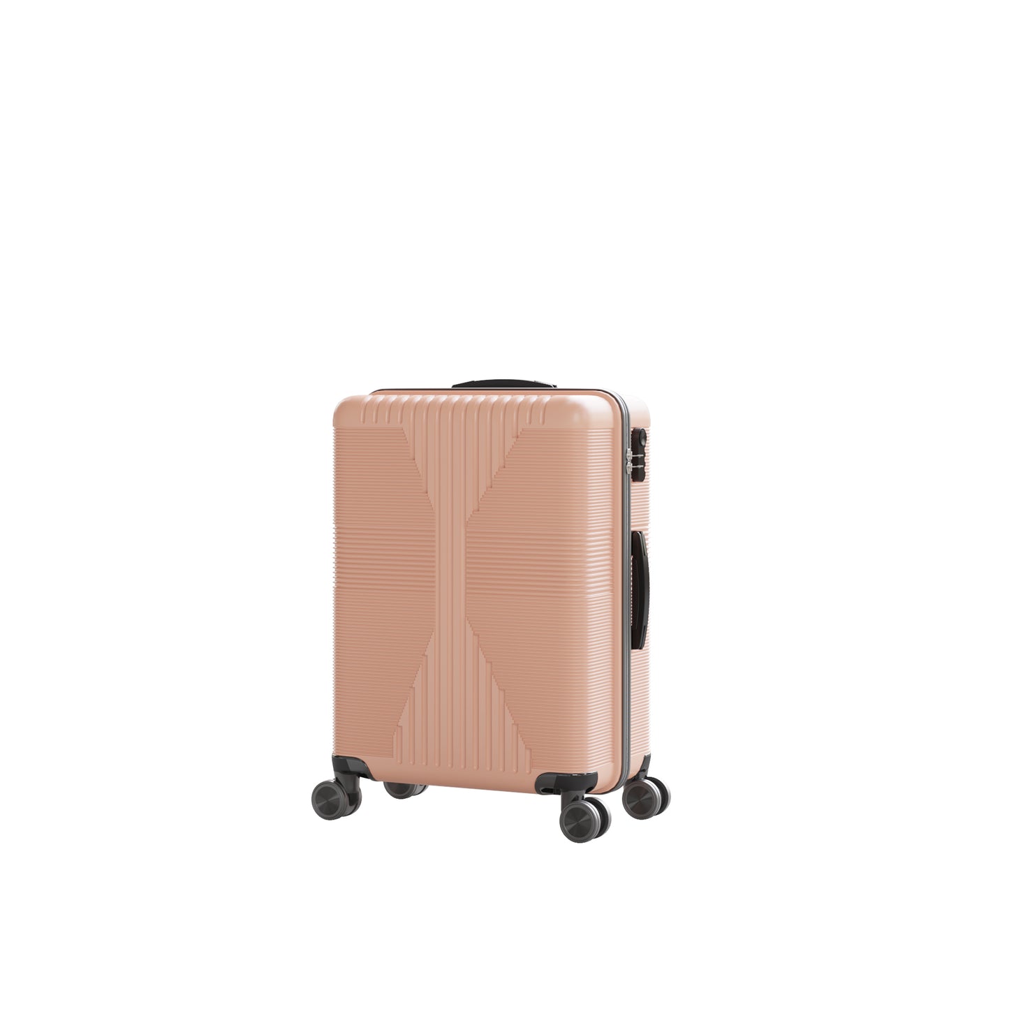 3 Piece PP Luggage Set 20 24 28 inch with Combination Lock, Hardside Spinner Suitcases, Rose Gold