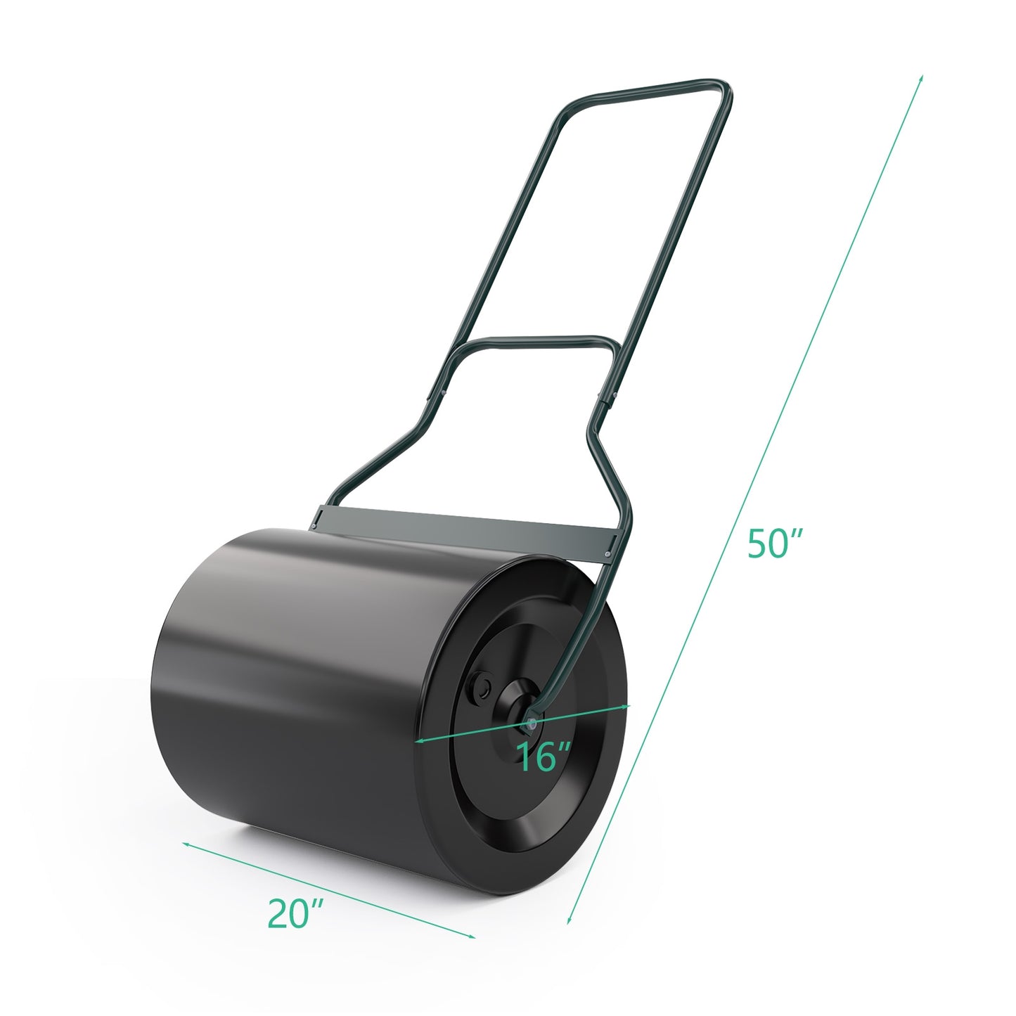 Lawn Roller 16 gal. Steel Drum with U-Shaped Handle and Drain Plug for Garden Backyard Seed