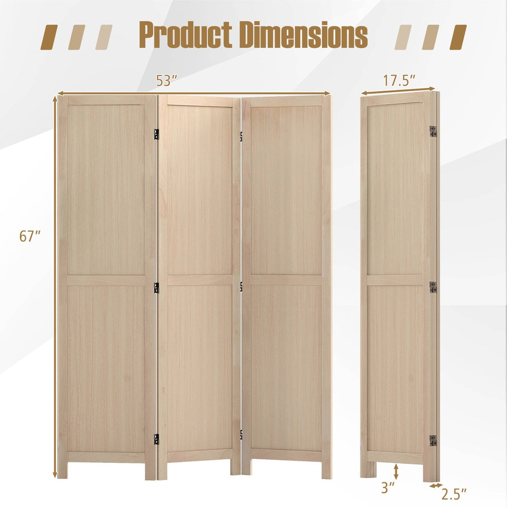 3-Panel Folding Room Divider Privacy Screen for Home, Office, Bedroom and Restaurant, Beige