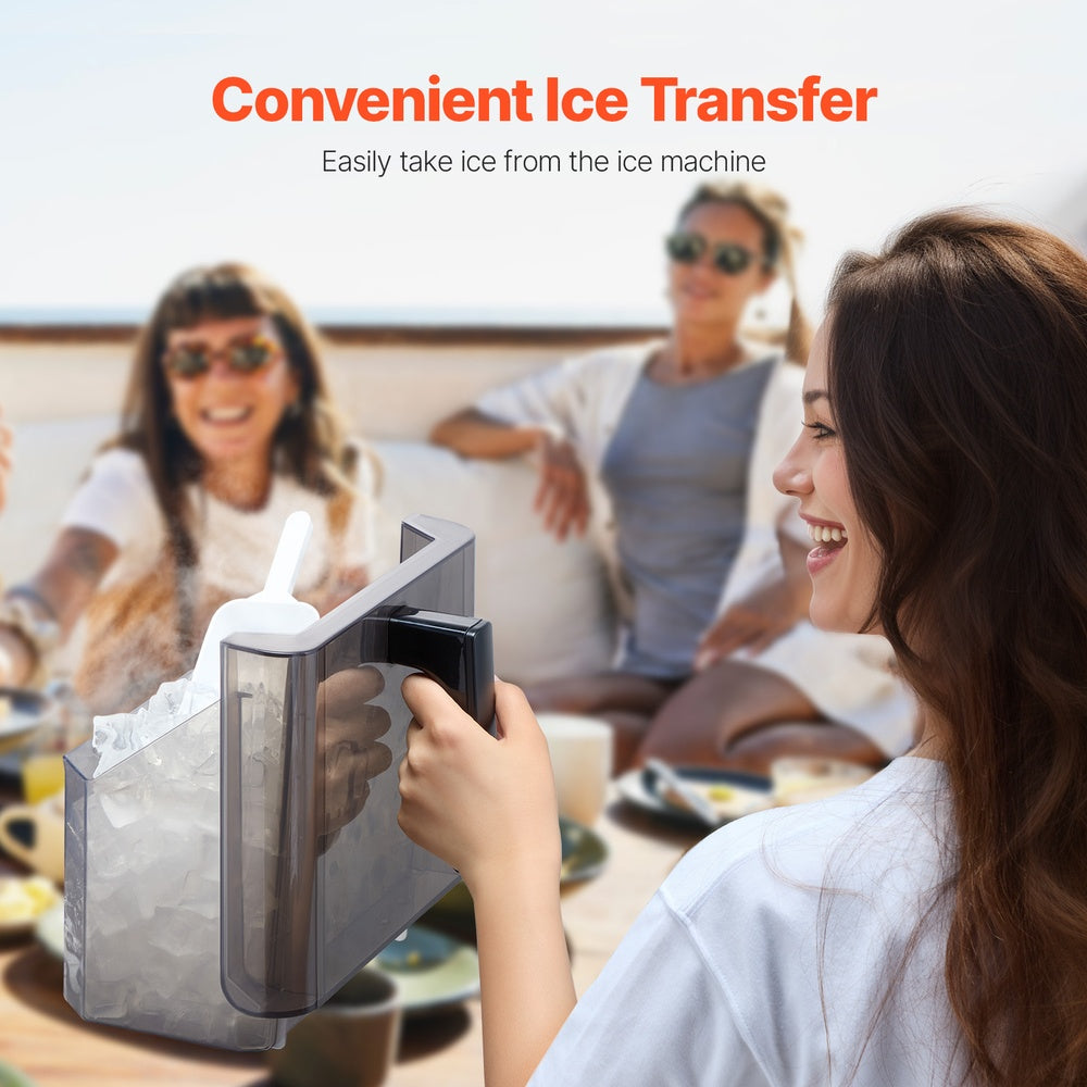 Portable Countertop Ice Maker 46 lb./24H with Self-Cleaning, 2 Ice Sizes, and Ice Transfer Basket