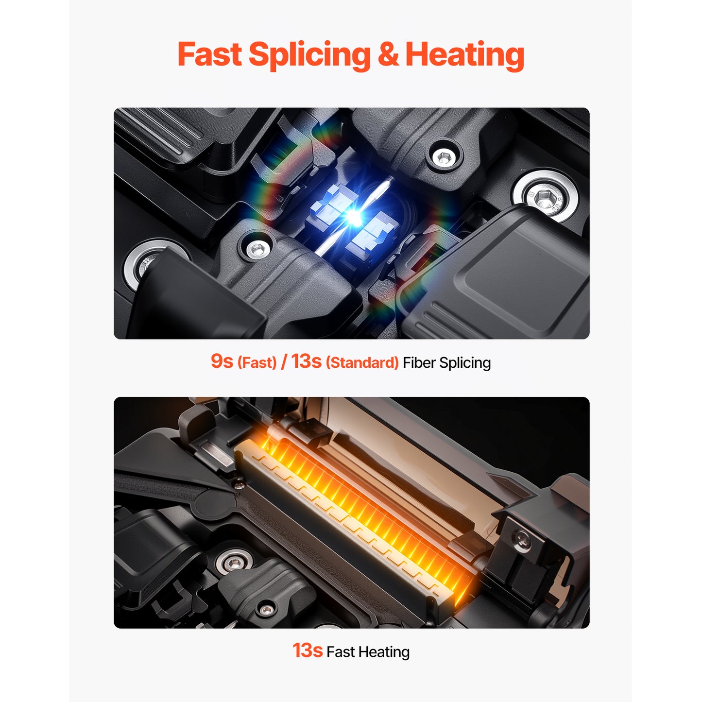 6-Motor Fiber Fusion Splicer with 5 in. Touch Screen, 6s Splicing and 13s Heating for SM/MM Fiber Types