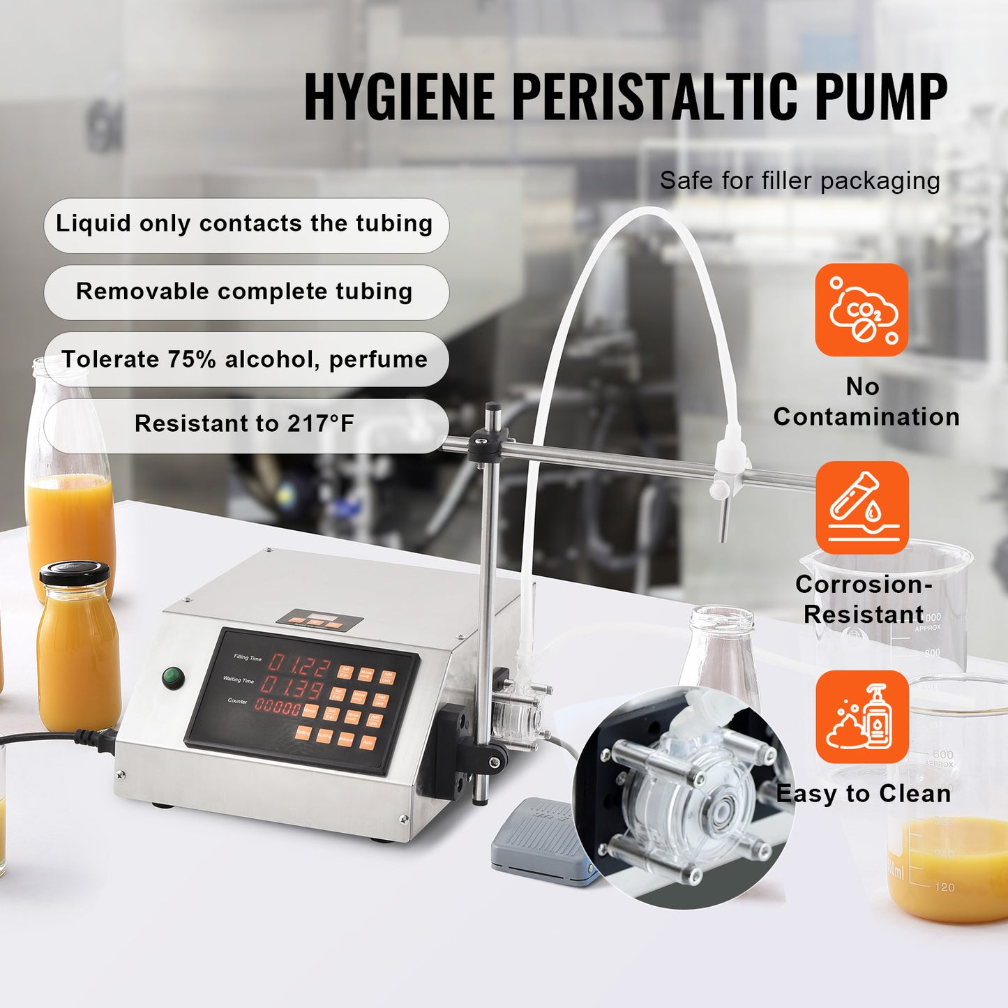 Liquid Filling Machine 5-650 ml, Automatic Bottle Filler with Foot Pedal, Digital Peristaltic Pump Bottling Machine