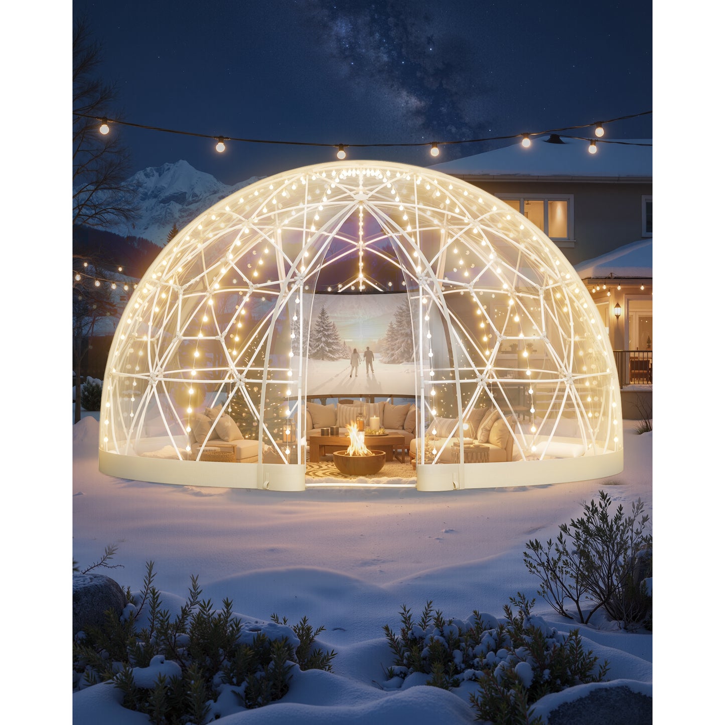 Garden Dome Igloo 15 x 9.5 ft Clear Geodesic Bubble Tent 10-14 Person PVC Greenhouse for Backyard Camping