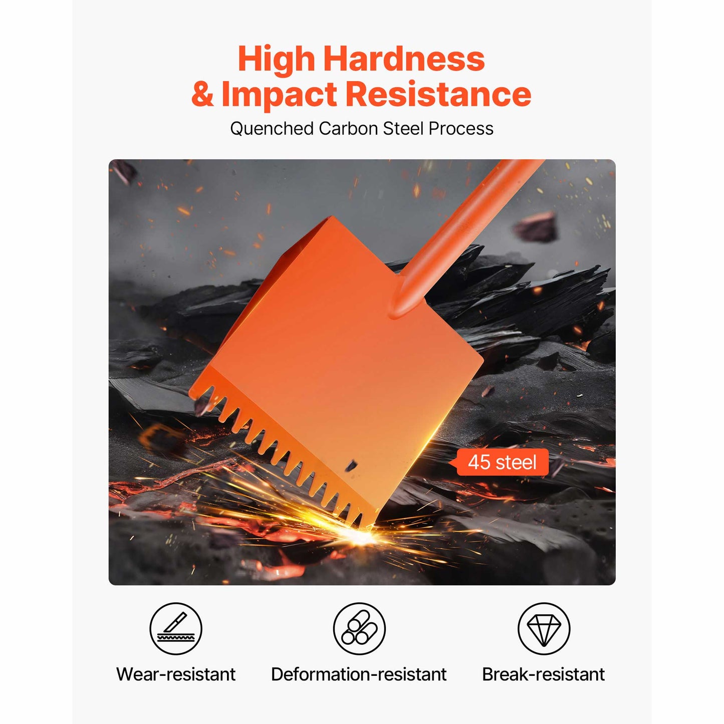 Shingle Shovel 4 Pack, D-Grip Handle Shingle Roof Ripper, High Hardness 45# Steel Lightweight Easy Tearing Off Roofing Nails Tool, ideal for Commercial and Residential Use,Orange