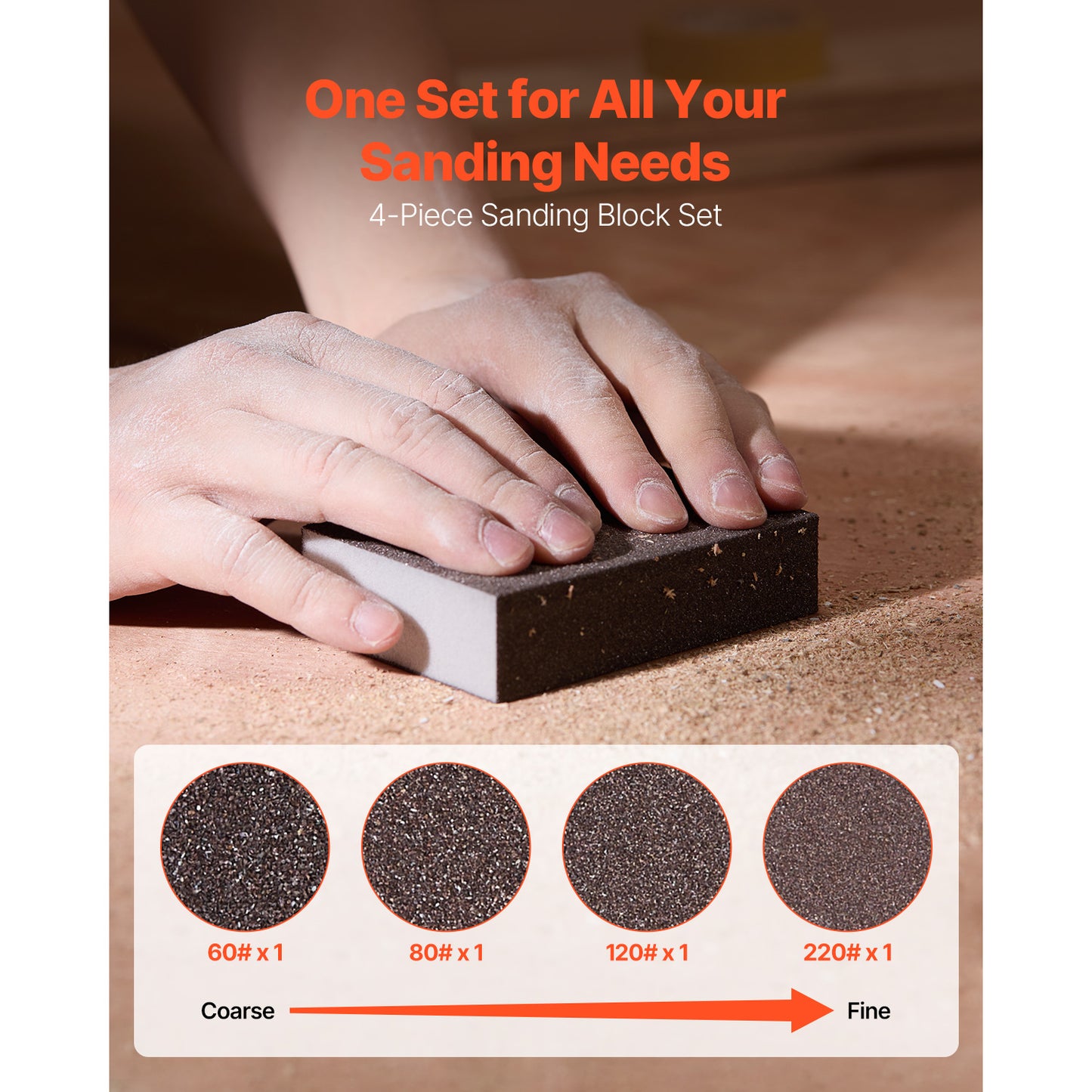 Sanding Sponge, 4 Pcs, 60/80/120/220 Grit Assortment, Washable and Reusable Sanding Blocks for Dry Wet Use, Coarse to Fine Sandpaper Blocks, for Polishing Drywall Wood Plastic Metal Furniture