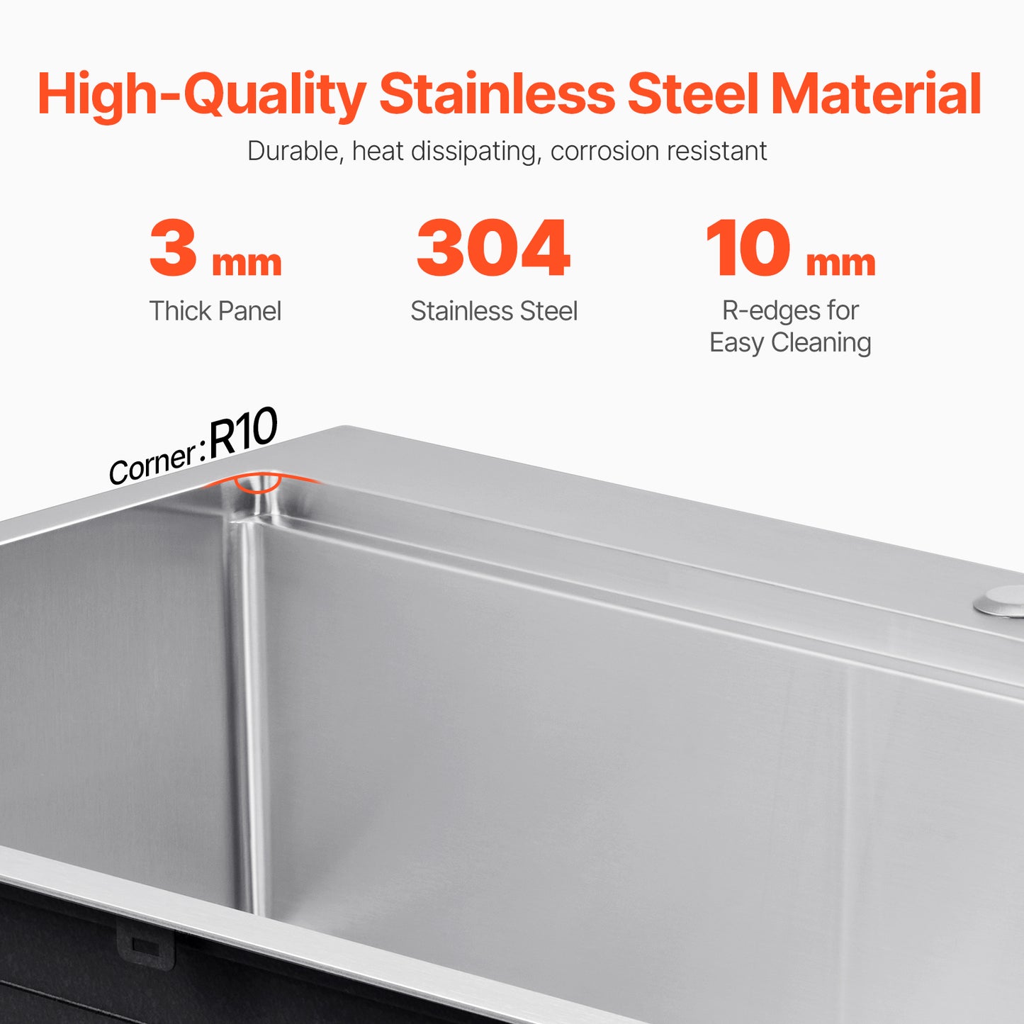 33 in. Kitchen Sink Workstation, 304 Stainless Steel Top Mount Single Bowl Basin with Ledge and Accessories for RV Bar