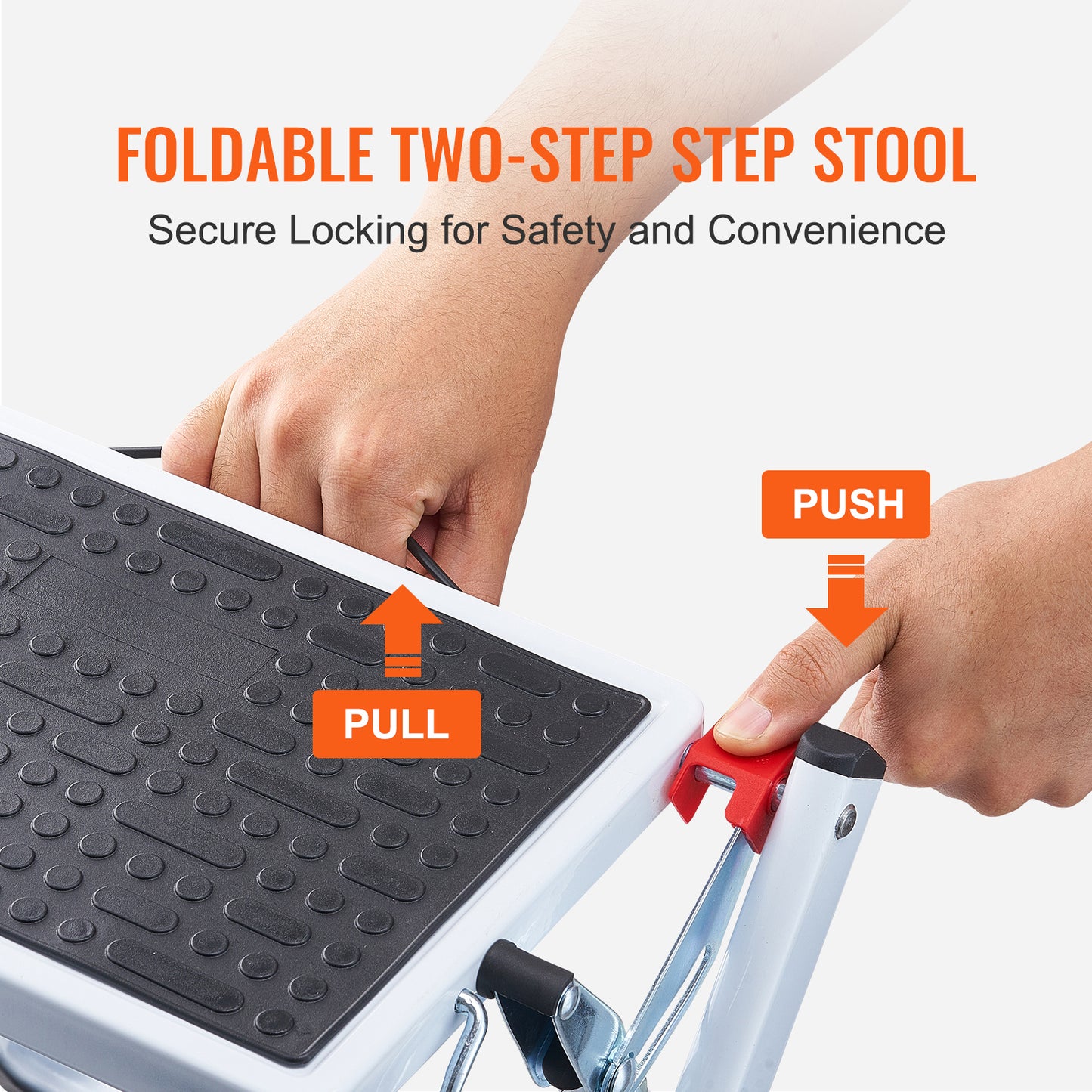 Step Ladder 2-Step 330lbs Capacity, Ergonomic Folding Steel Step Stool with Wide Anti-Slip Pedal, Sturdy Step Stool for Adults Toddlers, Multi-Use for Household, Kitchen, Office, RVs