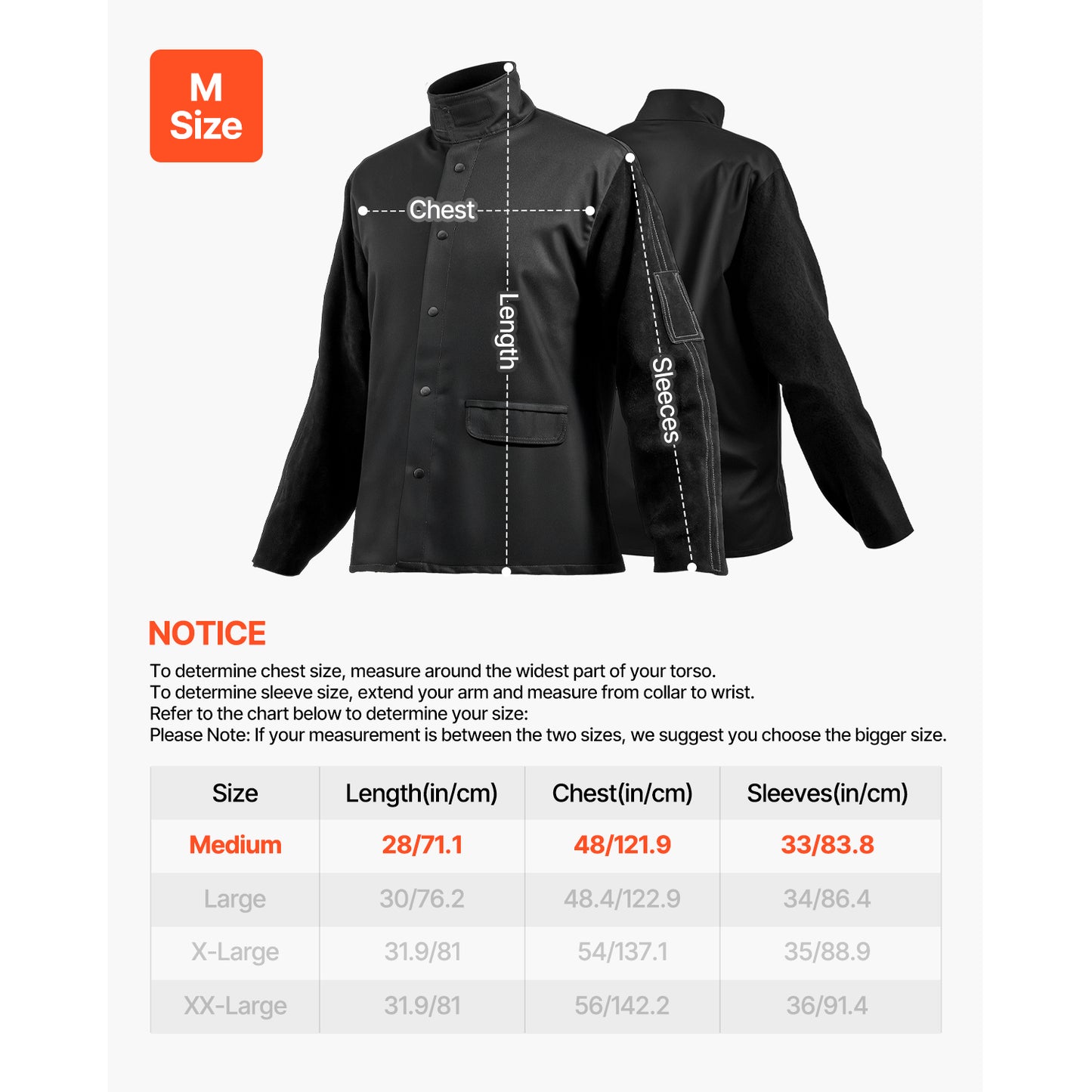 M Flame Resistant Welding Jacket, Split Cowhide Sleeves + 9 oz. FR Cotton Body, ATPV 9.2 Cal/cm2 Safety Coat