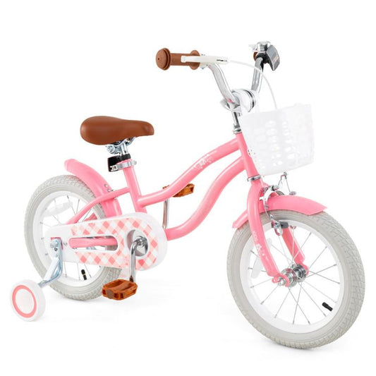 14 Inch Kids Bike with Training Wheels and Basket for Boys Girls 3-5 Years Old-14 inches
