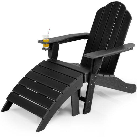 Adirondack Folding Ottoman 21 in. x 21 in. x 16 in. with All-Weather HDPE No-Installation Curved Top