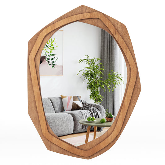 Large 35 in. x 26 in. Irregular Framed Wall Mirror Waterproof + HD Reflection + 4 Sturdy Hooks + Expansion fastener s