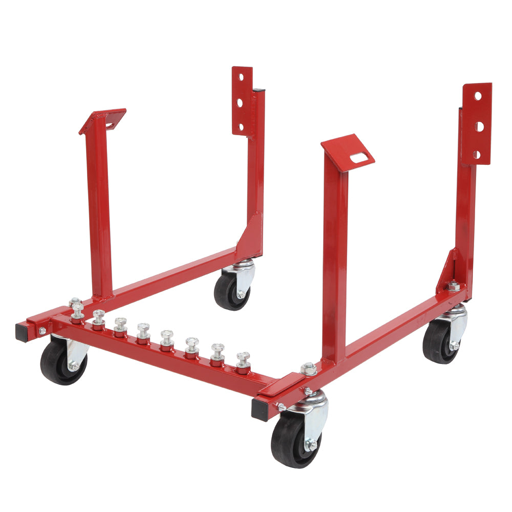 1000 lb Capacity Auto Engine Cradle Stand with Swivel Casters for Chevy V8, Red
