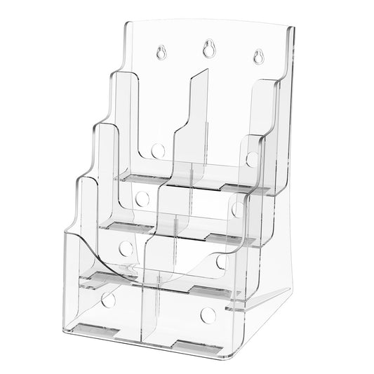 Acrylic Brochure Holder 8.5 in. x 11 in. 4-Tier Clear Literature Display Stand Countertop Wall Mount Removable Divider
