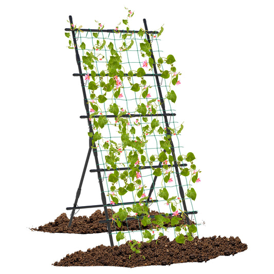 A-Frame Cucumber Trellis Garden Plant Support with PE-Coated Tubes Sure-Clips and Trellis Netting