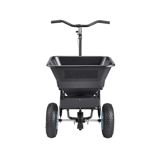 Lawn Spreader 100 lbs Push Broadcast 13 in Pneumatic Tire 56 L Hopper 0-9.8 ft Spread Width 30 Settings Seed Fertilizer