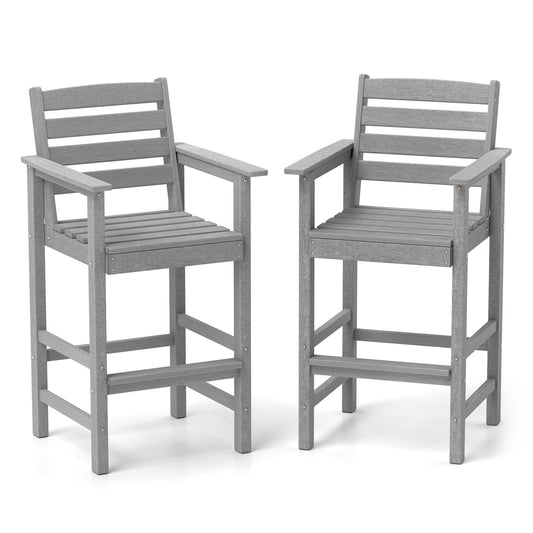 HDPE Adirondack Bar Chair Set of 2 with Wide Armrests Footrest and 105-Degree Backrest