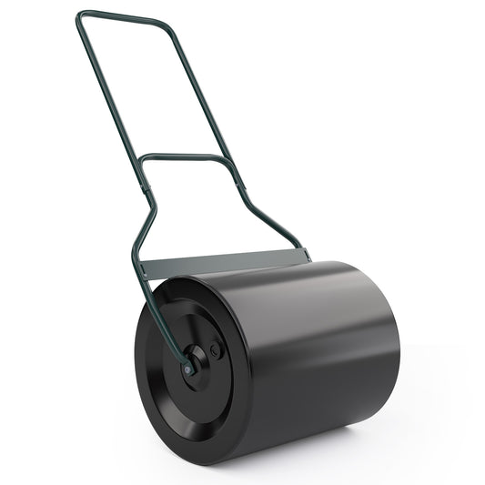 Lawn Roller 16 gal. Steel Drum with U-Shaped Handle and Drain Plug for Garden Backyard Seed