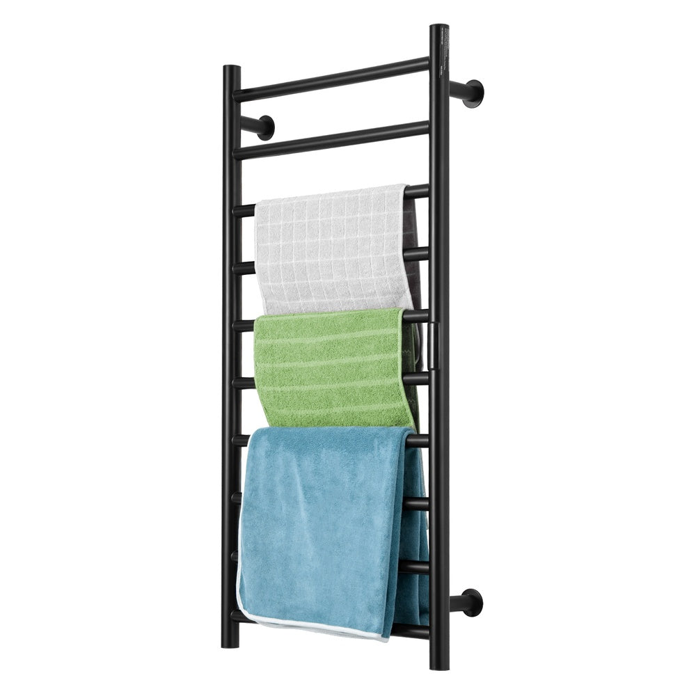 10-Bar Heated Towel Rack 39.37 x 19.69 in. 120 V Wall Mounted Towel Warmer IPX5 Timer LED Display 5 Temps