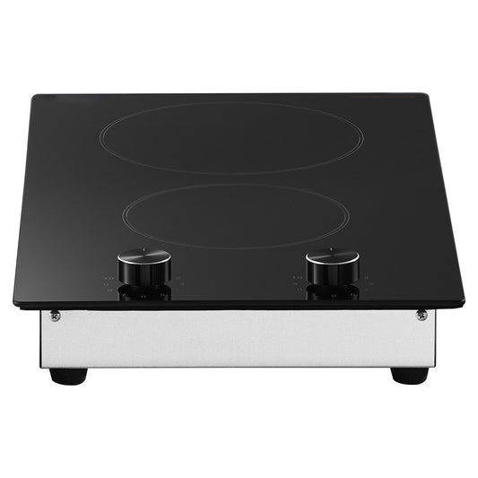 12 in. Built-In Electric Cooktop with 2 Burners, 1800-Watt Radiant Ceramic Glass Top and Knob Controls, Black