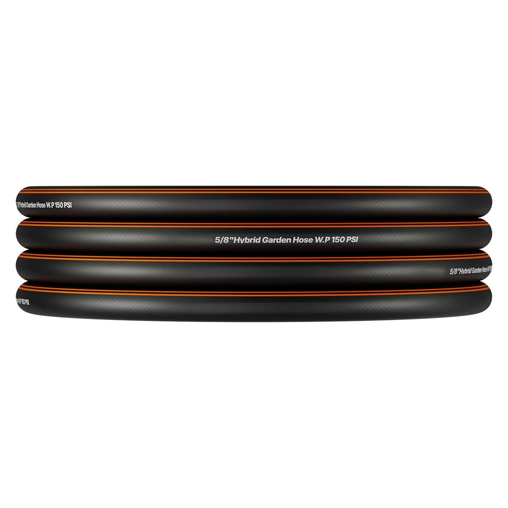 Garden Hose 25 ft 5/8 in 4-Layer Rubber 150 PSI Working 600 PSI Burst 3/4 in Fitting for Apartment Balcony Patio Starter