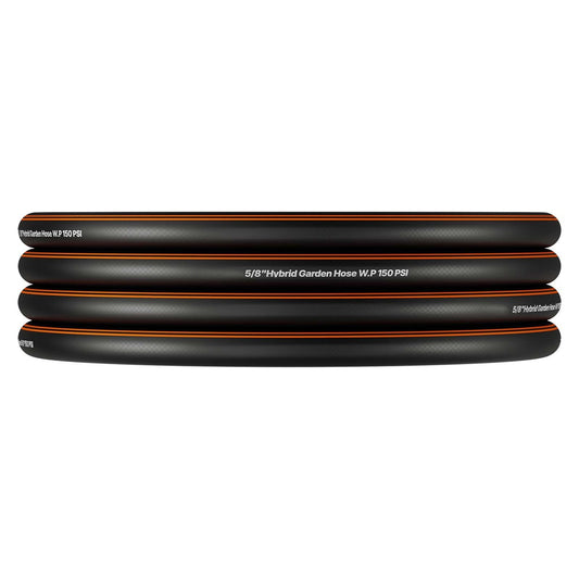 Garden Hose 25 ft 5/8 in 4-Layer Rubber 150 PSI Working 600 PSI Burst 3/4 in Fitting for Apartment Balcony Patio Starter