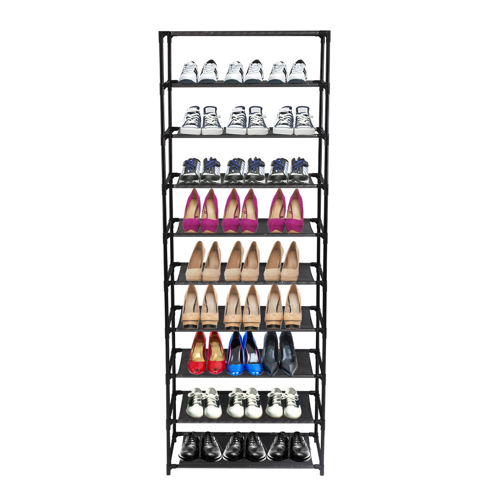 10 Tier Stackable Shoe Rack, Stainless Steel Frame Shoe Organizer Holds 50 Pairs