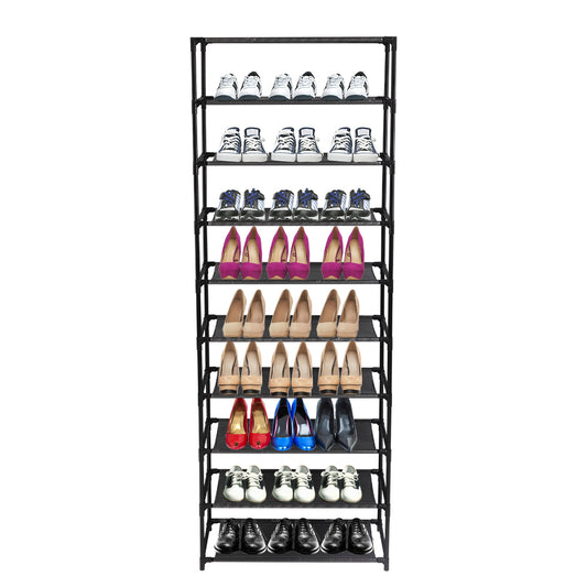 10 Tier Stackable Shoe Rack, Stainless Steel Frame Shoe Organizer Holds 50 Pairs