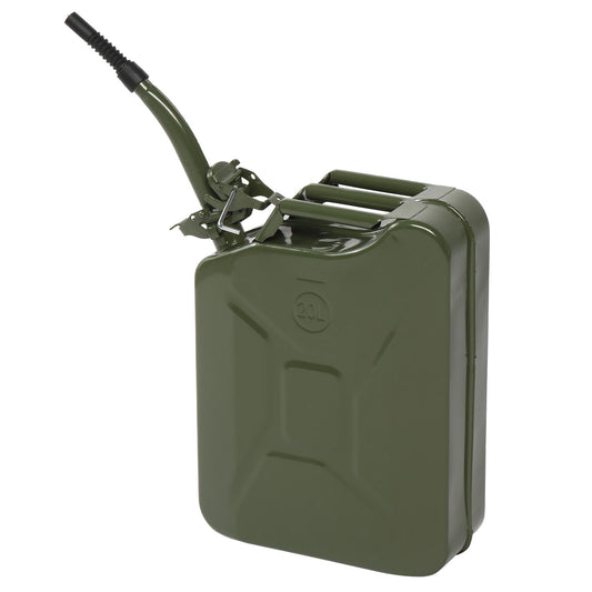 20L Portable Fuel Can with Spout, Steel Gasoline Diesel Storage Container, Army Green