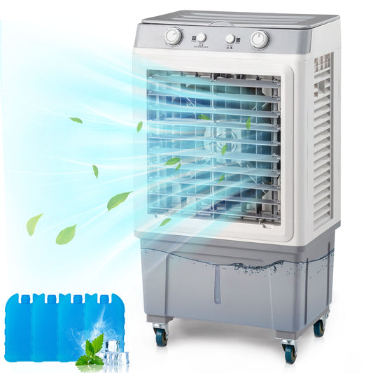 3-in-1 Portable Evaporative Air Cooler, 2353 CFM Fan with 7.9 Gallon Tank and 4 Ice Packs, White
