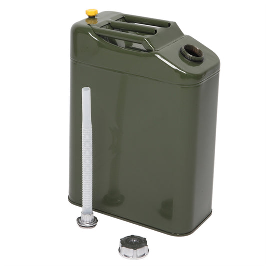 20L Metal Jerry Can with Flexible Spout, Gasoline Diesel Fuel Storage Container, Army Green
