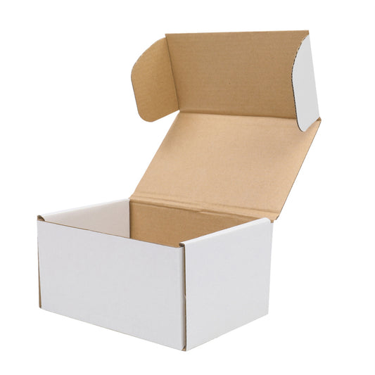 50 Pack Corrugated Shipping Boxes 6 x 4 x 3 inch, White Outside Kraft Inside Mailer Cartons