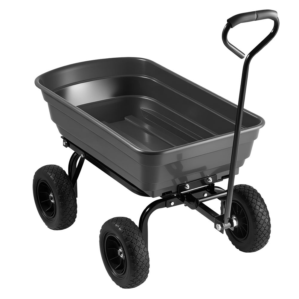 Garden Dump Cart 600 lbs Poly Wagon 90¡ã Quick-Dump 180¡ã Swivel Wheels 10 in PU Blowout-Free Tires for Yard Farm Hauling