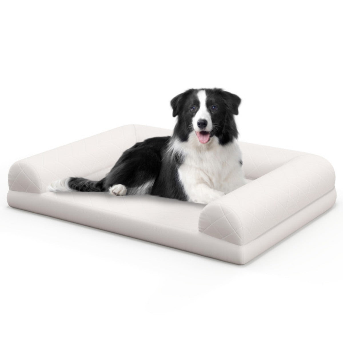 Egg-Foam Dog Crate Bed with 3-Side Bolster + Removable Washable Cover + Non-Slip Bottom Orthopedic Support