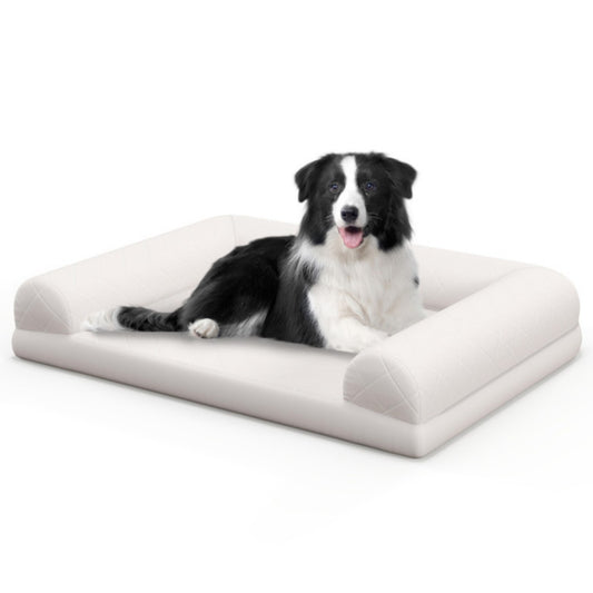 Egg-Foam Dog Crate Bed with 3-Side Bolster + Removable Washable Cover + Non-Slip Bottom Orthopedic Support