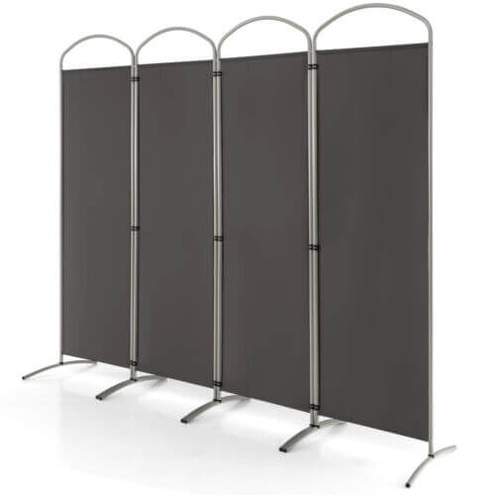 6.2 ft. Folding 4-Panel Room Divider Privacy Screen for Home Office, Bedroom and Living Room, Gray