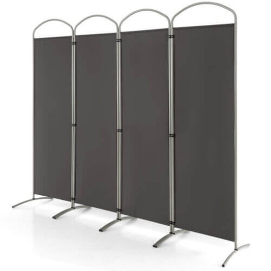 6.2 ft. Folding 4-Panel Room Divider Privacy Screen for Home Office, Bedroom and Living Room, Gray