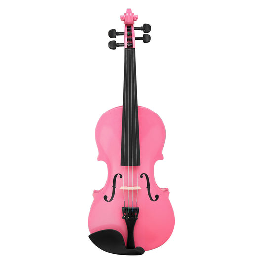 1/8 Size Acoustic Violin Outfit for Beginners with Hard Case, Bow and Rosin, Pink