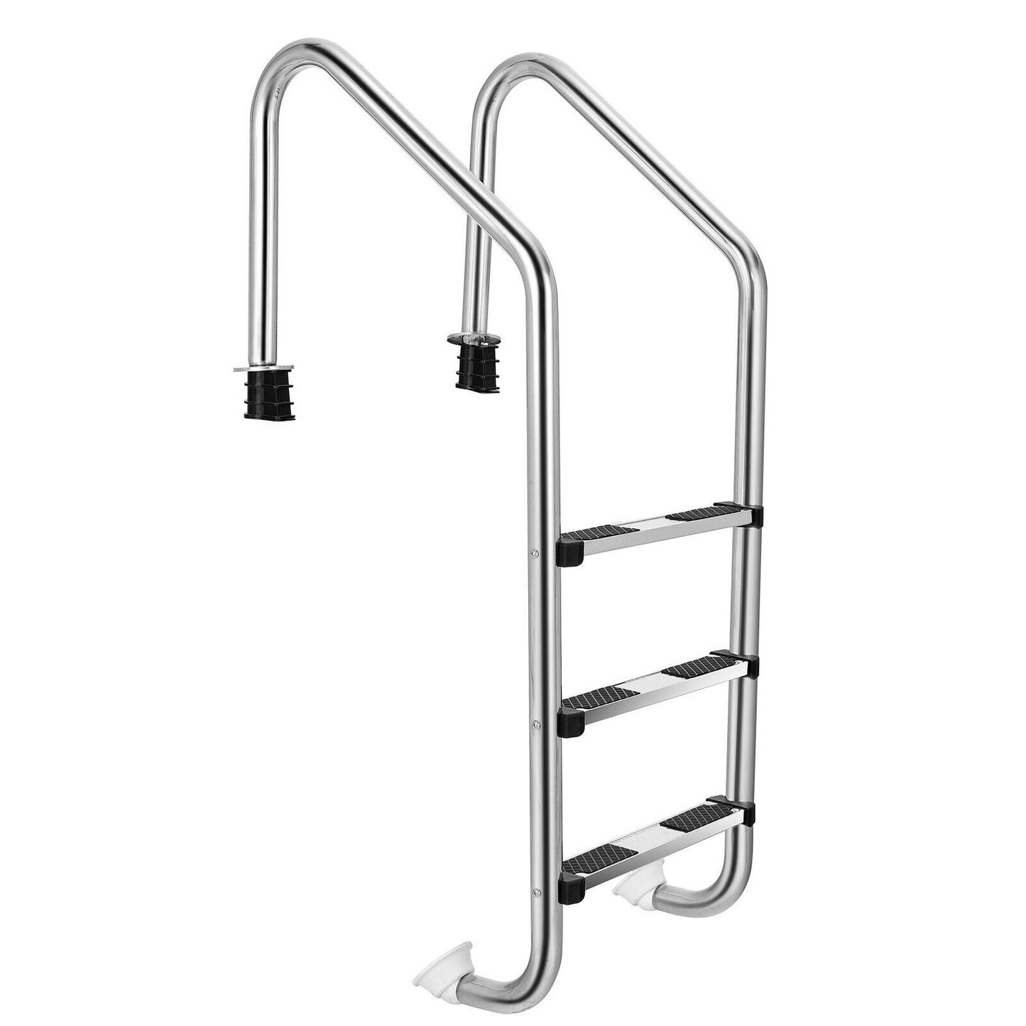 3-Step Stainless Steel Swimming Pool Ladder 265 lb. Cap. + 20 in. Wide Rails + 2 Curved Handrails Anti-Slip