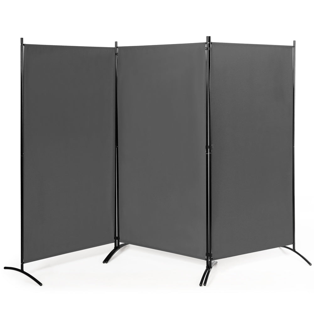 6 ft. 3-Panel Room Divider Privacy Screen with Durable Hinges and Steel Base for Home, Gray