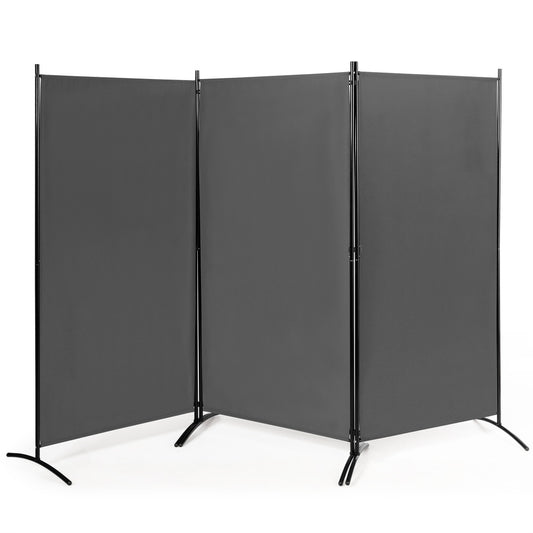 6 ft. 3-Panel Room Divider Privacy Screen with Durable Hinges and Steel Base for Home, Gray
