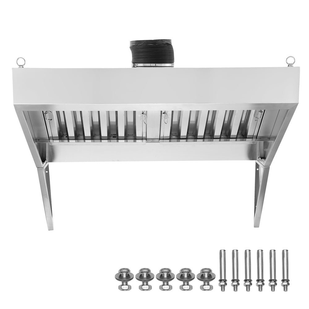 Commercial Exhaust Hood 4 ft. Food Truck Concession Trailer 201 Stainless Steel with 2 Filter Meshes