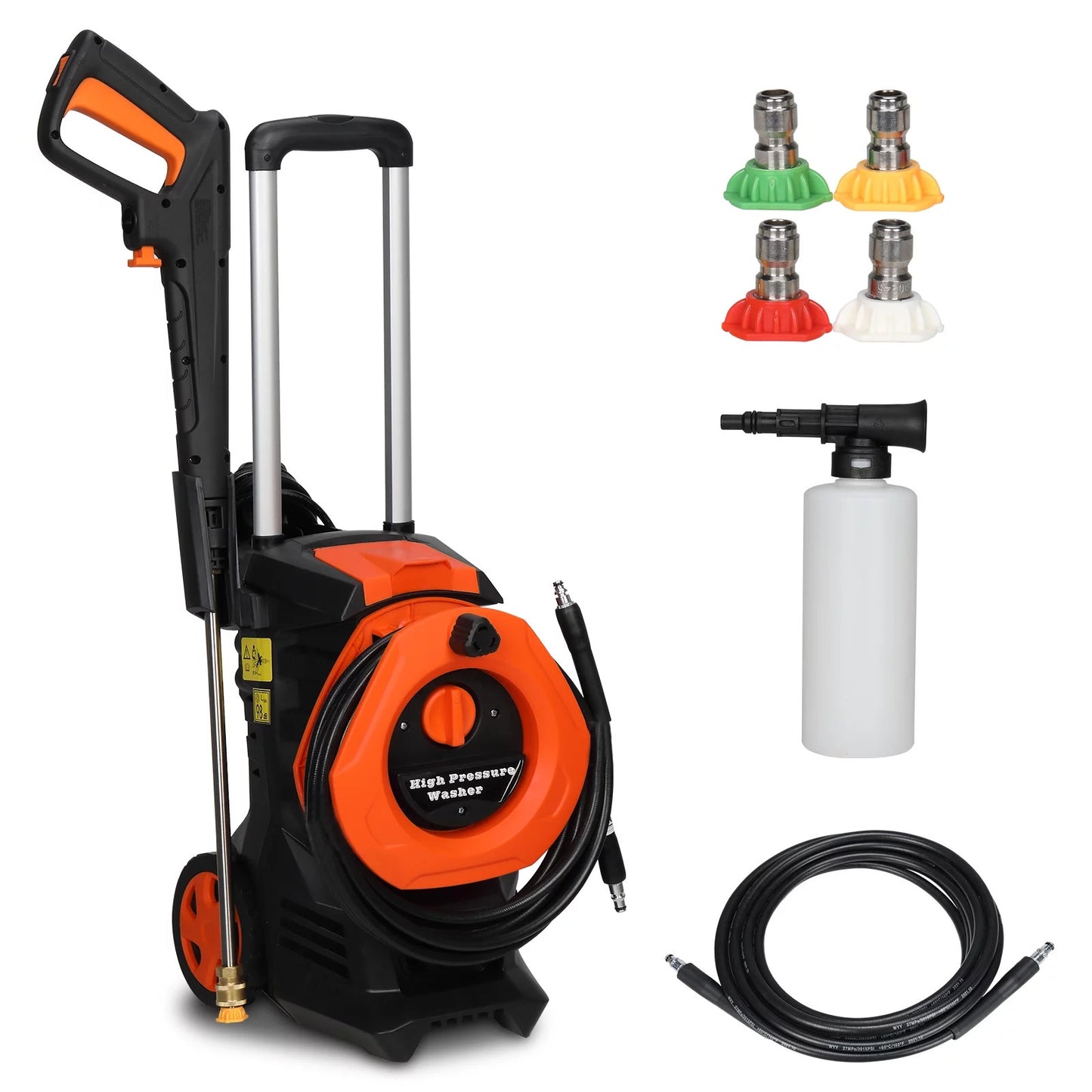 1400W Electric Pressure Washer, 3380 PSI 2 GPM with 4 Nozzles and Soap Bottle, Orange