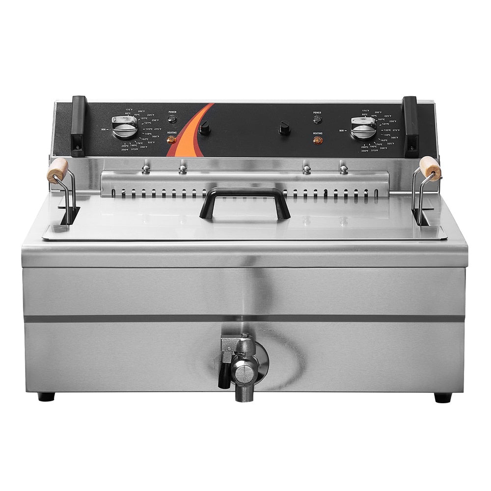 Commercial Deep Fryer 30.6 Qt. Electric Turkey Fryer 3000W Countertop with Basket 122-392 F
