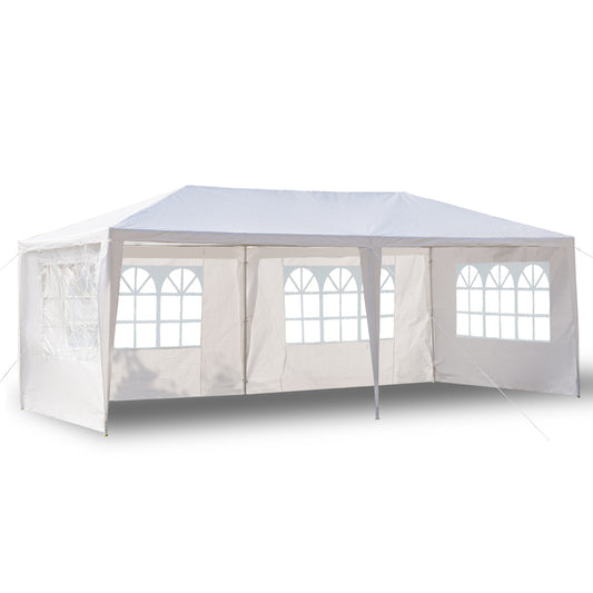 10 x 20 ft Outdoor Party Tent with 4 Removable Sidewalls, Waterproof Canopy Gazebo, White