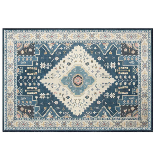 Faux Wool Area Rug with Non-Slip Backing for Living Room, Bedroom and Entryway