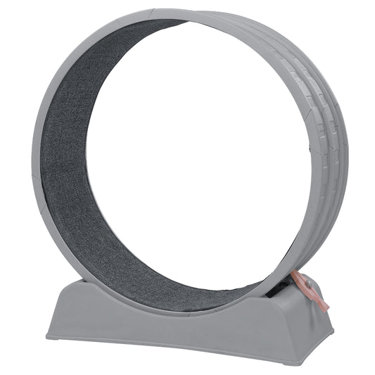 31.5 inch Cat Exercise Wheel with Gray Carpet Runway and Teaser Stick, Silent Cat Treadmill