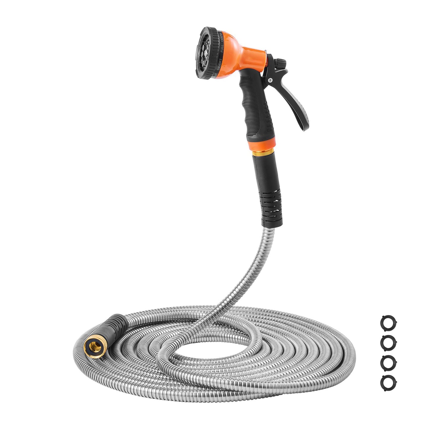 Metal Garden Hose 150 ft 201 Stainless Steel Rust-Proof No-Kink Flexible Water Hose 10-Function Nozzle