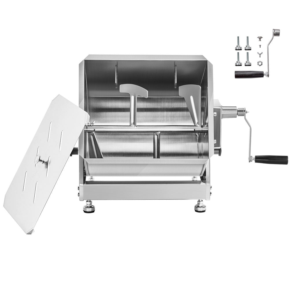 Manual Meat Mixer 40L Tilt-Tank Stainless Steel Sausage Mixer with Gearbox and Detachable Paddles