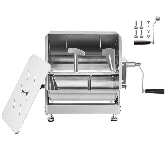 Manual Meat Mixer 40L Tilt-Tank Stainless Steel Sausage Mixer with Gearbox and Detachable Paddles